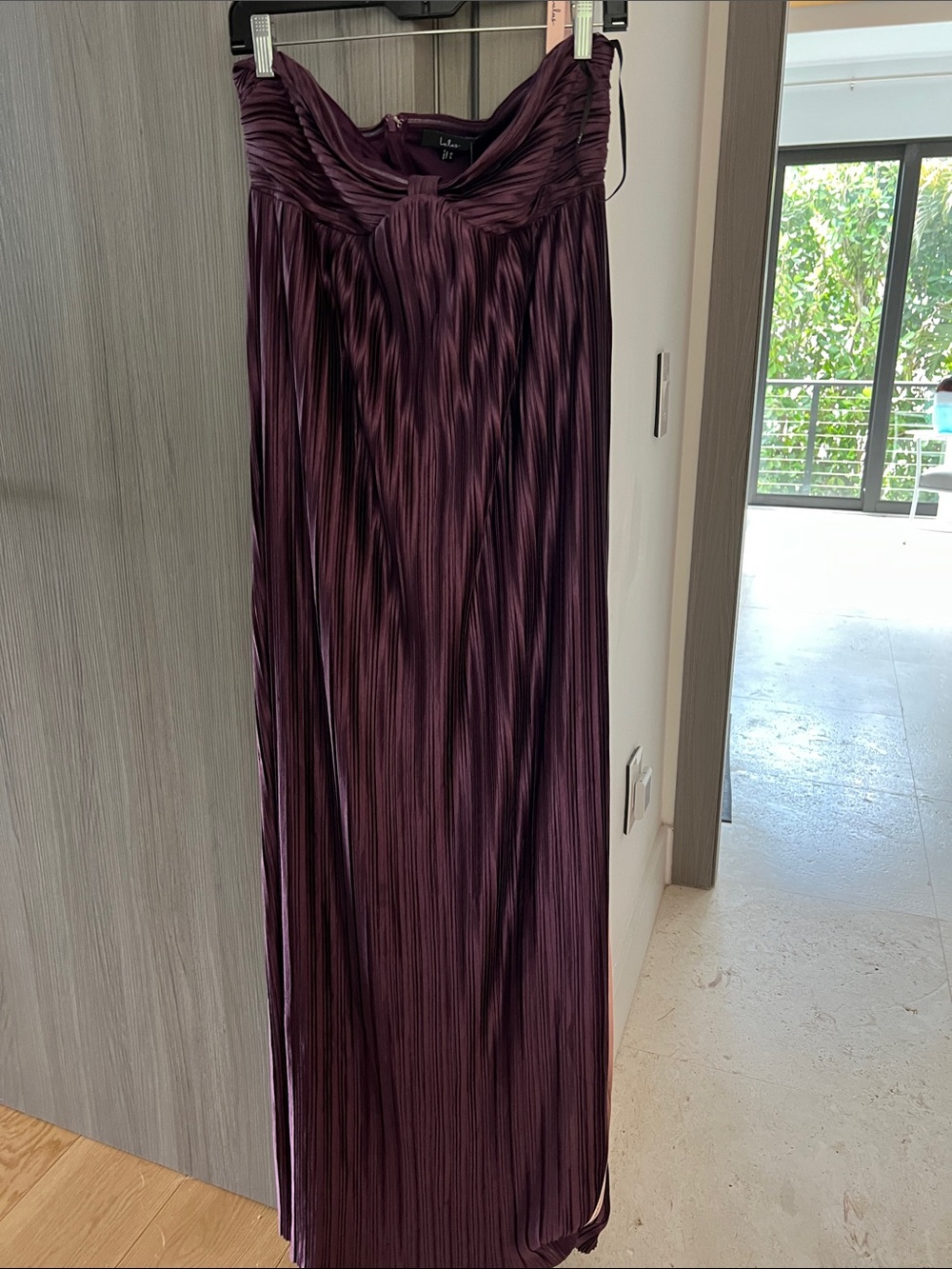 NWT LULUS Whimsical Beauty plisse strapless dress dark purple XL - Picture 2 of 12